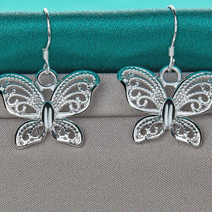 Orecchini pendenti a forma di farfalla in argento sterling 925 per donne, gioielli alla moda per matrimoni, fidanzamenti e feste