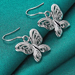 Orecchini pendenti a forma di farfalla in argento sterling 925 per donne, gioielli alla moda per matrimoni, fidanzamenti e feste