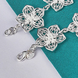 Armband 925 Sterling Silber Sieben Blumenkette für Frauen Hochzeit Verlobungsfeier Modeschmuck