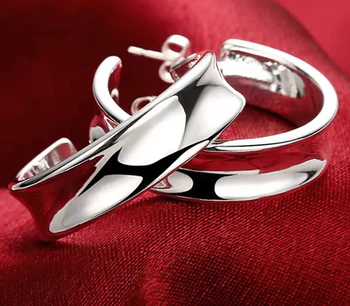 Orecchini da 23 mm lisci in argento sterling 925 da donna, orecchini a cerchio, regalo per Natale, festa, matrimonio, gioielli di moda più venduti