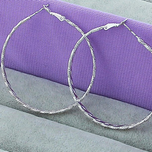 Orecchini in argento sterling 925, grandi orecchini a cerchio da 50 mm per donna, gioielli alla moda per matrimoni, fidanzamenti e feste