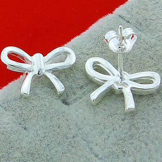 Orecchini a bottone con fiocco in argento sterling 925 per donna, gioielli da sposa, fidanzamento, festa, moda