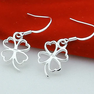 Orecchini pendenti a forma di quadrifoglio in argento sterling 925, per donna, per matrimonio, fidanzamento, moda, festa, gioielli con ciondolo