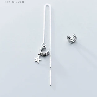 Orecchini per donna, regalo, orecchini asimmetrici in argento sterling 925, senza fori per orecchie